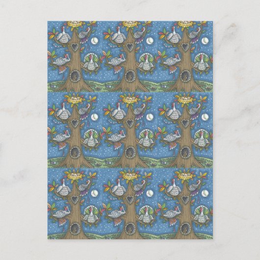 FOLK ART TURKEY TREM, ERNTEDANK GOBBLER SPASS POSTKARTE (Vorderseite)
