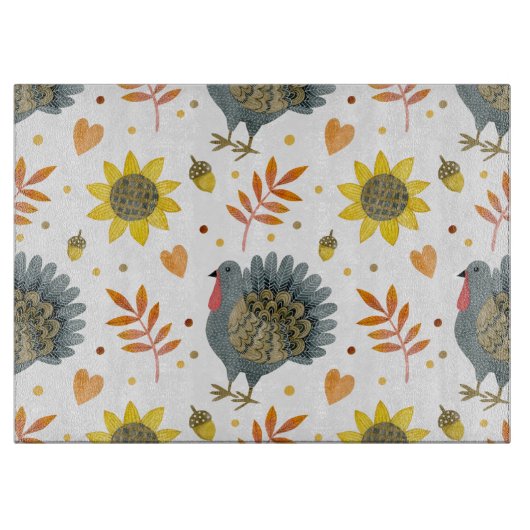 Folk Art Turkeys Schneidebrett (Vorderseite)