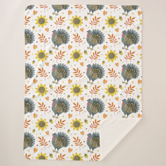 Folk Art Turkeys Sherpadecke (Vorderseite)