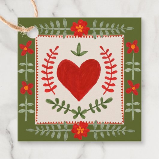 Folk Art Valentine Geschenkanhänger (Vorderseite)