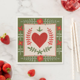 Folk Art Valentine Paper Napkins Serviette