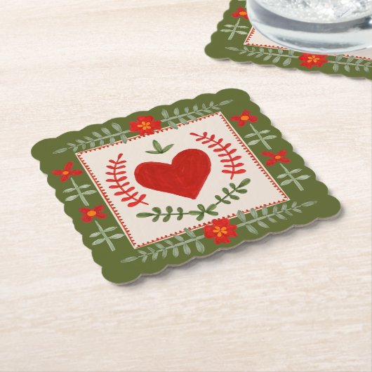 Folk Art Valentine Untersetzer (angewinkelt)