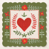 Folk Art Valentine Untersetzer (Vorderseite)