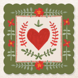 Folk Art Valentine Untersetzer