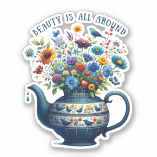 Folk Art Vase Blume Beauty Aufkleber