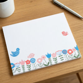Folk Art Vögel und Blumen Notizblock
