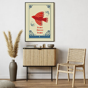 Folk Art Vogelheim Skandinavischer Stil Poster