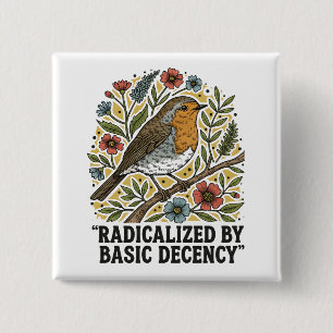 Folk-Art-Vogelillustration für soziale Gerechtigke Button