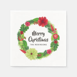 Folk Art Watercolor Blumenwein Weihnachten Serviette