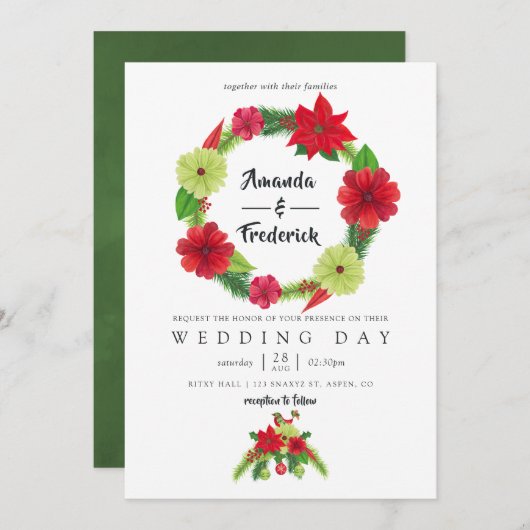 Folk Art Watercolor Weihnachtsfeier Einladung (Vorne/Hinten)