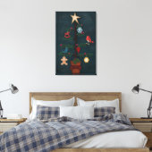 Folk Art Weihnachtsbaum mit Felt Look Ornamente Leinwanddruck (Insitu (Schlafzimmer))