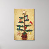 Folk Art Weihnachtsbaum mit Felt-Ornamenten Leinwanddruck (Vorderseite)