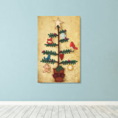 Folk Art Weihnachtsbaum mit Felt-Ornamenten Leinwanddruck (Insitu (Holzboden))