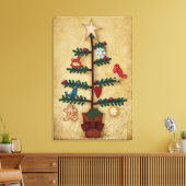 Folk Art Weihnachtsbaum mit Felt-Ornamenten Leinwanddruck (Insitu (Wohnzimmer))