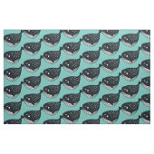 Folk Art Whale auf Aquamarin Stoff (Fat Quarter (45,7 x 55,9 cm))