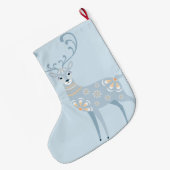 Folk Art Winter Dee Personalisiert Großer Weihnachtsstrumpf (Rückseite (Hängend))