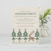 Folk Art Winter Forest | Ferienhaus Einladung (Stehend Vorderseite)