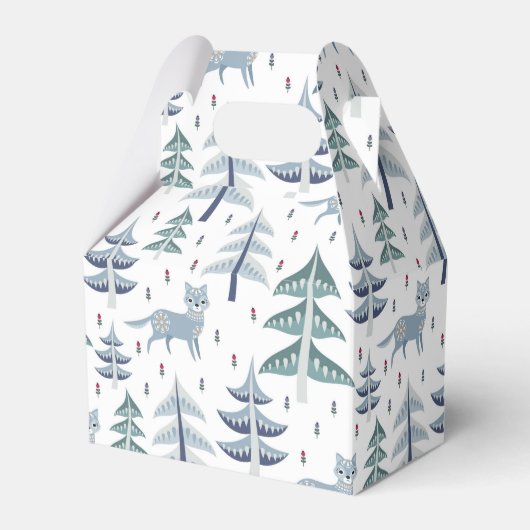 Folk Art Winter Fox and Trees Geschenkschachtel (Vorderseite)