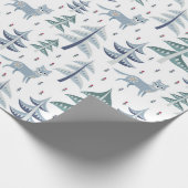 Folk Art Winter Fox & Trees Geschenkpapier (Ecke)