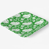 Folk Art Wise Snow Owl | Green Pappteller (Gewinkelt)