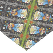 FOLK ART WITCH IN SPOOKY WOODS, SCHWARZ CAT & OWL KURZER TISCHLÄUFER (Ecke)