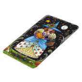 FOLK ART WITCH IN SPOOKY WOODS, SCHWARZ CAT & OWL MAGNET (Linke Seite)