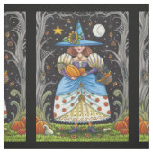 FOLK ART WITCH IN SPOOKY WOODS, SCHWARZ CAT & OWL STOFF (Muster)