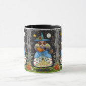 FOLK ART WITCH IN SPOOKY WOODS, SCHWARZ CAT & OWL TASSE (Zentrum)