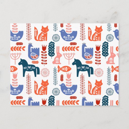 Folk Art Woodland Animal Postkarte (Vorderseite)