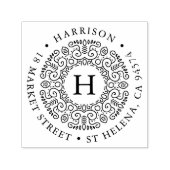 Folk Art Wreath Monogram Rücksendeadresse Permastempel (Design)