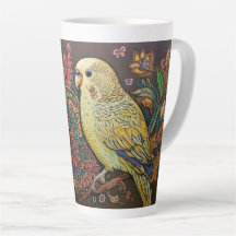 Folk Art Yellow Parakeet mit Paisley und Blume