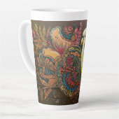 Folk Art Yellow Parakeet mit Paisley und Blume Milchtasse (Linke Ecke)