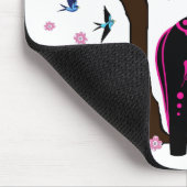 Folk Black/Pink Dala Pferd, Folk Bird/Blume Mousepad (Ecke)