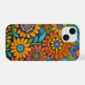 Folk Bloom Harmony Art iPhone 15 Hülle (Rückseite (Horizontal))
