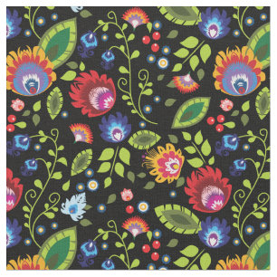 Folk-Blume auf schwarz Stoff