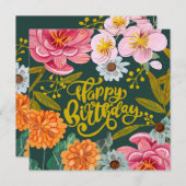 Folk Blume Geburtstagskarte (Vorne/Hinten)