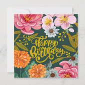 Folk Blume Geburtstagskarte (Vorderseite)