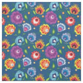 Folk-Blume in klassischem Blau Stoff (Muster)