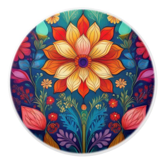Folk-Blume Keramikknauf (Vorderseite)