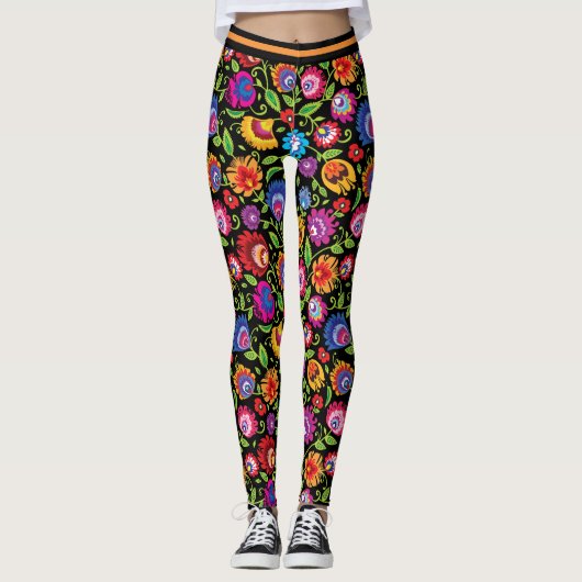 Folk-Blume Leggings (Vorderseite)