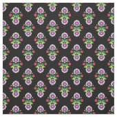 Folk-Blume - rautenförmige Komposition schwarz Stoff (Muster)