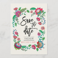 Folk-Blume | Streifen | SAVE THE DATE | Einladung