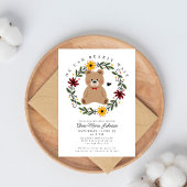 Folk Blume Teddy Bear Bear Bearly Wait Baby Dusche Einladung