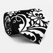 Folk Blume_white Krawatte (Gerollt)