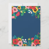 Folk Bouquets - Deep Blue & Red Boho Wedding Einladung (Rückseite)