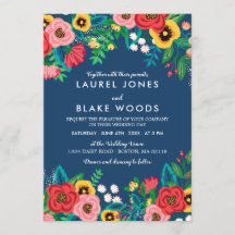 Folk Bouquets - Deep Blue & Red Boho Wedding