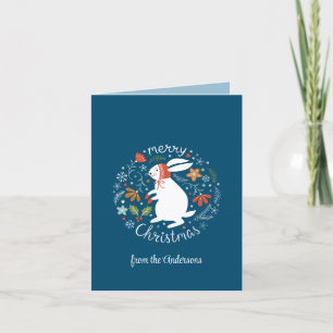 Folk Bunny Rabbit Weihnachten Dankeskarte