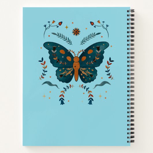 Folk Butterfly Custom Notebook - Hinzufügen von Te Notizblock (Rückseite)