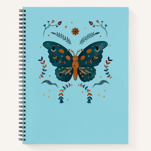 Folk Butterfly Custom Notebook - Hinzufügen von Te Notizblock (Vorderseite)