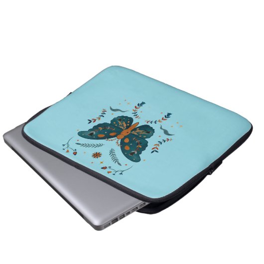 Folk Butterfly Slim Laptopschutzhülle (Vorne Knopf)